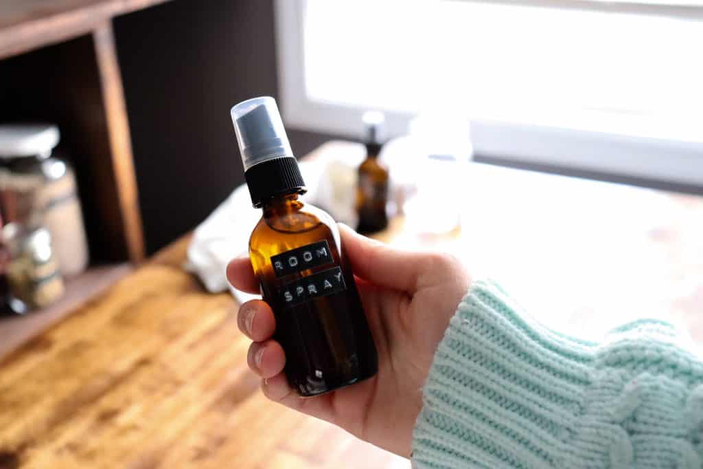 essential oil room spray bottled and ready for use