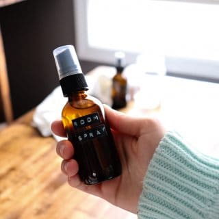 a labelled bottle of spray completed and ready for use