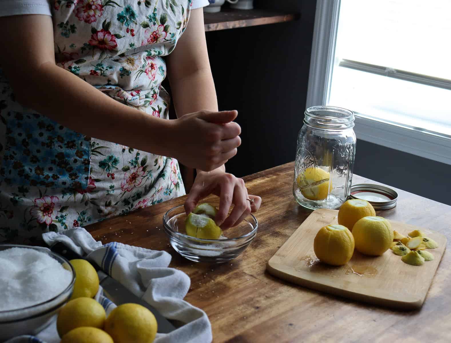 packing the lemons with salt