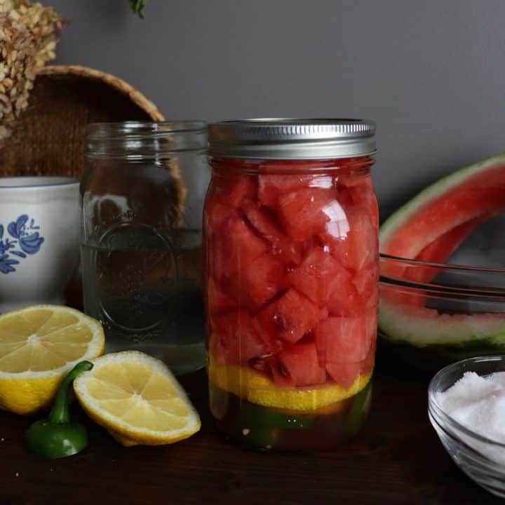 fermented watermelon in a glass jar