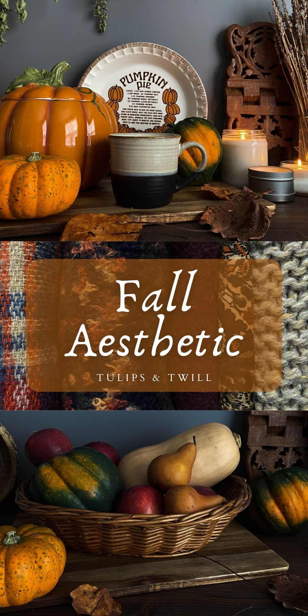 fall decor and fabrics in a pinterest graphic