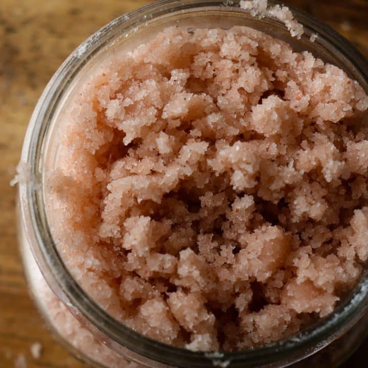 himalayan salt scrub in a glass jar
